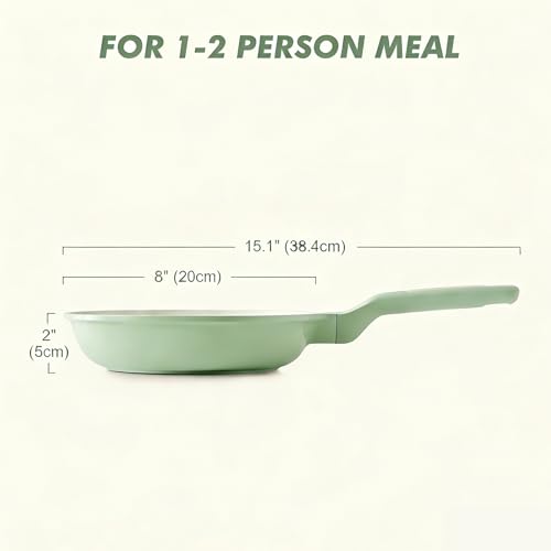 Image of SENSARTE Nonstick Ceramic Frying Pan Skillet, 8 Inch Omelet Pan, Healthy Non Toxic Chef Pan, Induction Egg Pan with Heat Resistant Handle, Dishwasher Safe, PFAS-Free, Green
