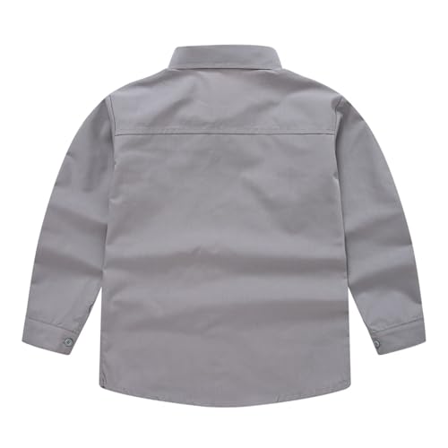 Boys Button Front Collar Shirts Long Sleeve Thin Lightweight Plain Coats Formal Un𝐢form Tops Kids Shirt2