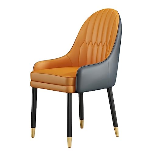 Sillones de comedor de cuero modernos de mediados de siglo con patas de madera tapizados con diamantes y respaldo alto para cocina y sala de estar modernas