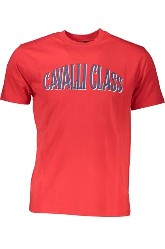 T-shirt rouge Cavalli Class pour homme élégant en coton stretch