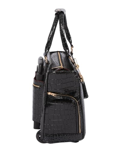 Image of JKM & Company Rolling Laptop Bag for Women | Designer Wheeled Briefcase | Fits 13-17 inch Laptops | Office Travel Computer Case
