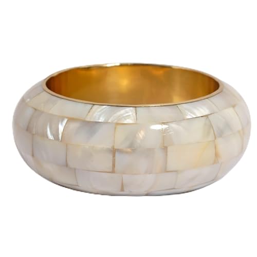 Pure Hands Natural White Mother of Pearl Bangle for Women