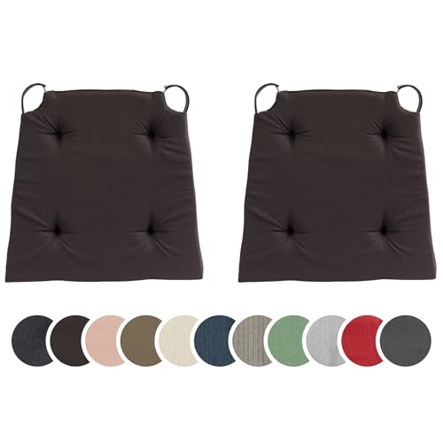 sleepling 197570 set di 2 cuscini per sedia I cuscino da seduta | 100% cotone | Prodotto in UE | dimensioni: 42 (avanti) / 35 (dietro) x 40 x 5 cm, castagno