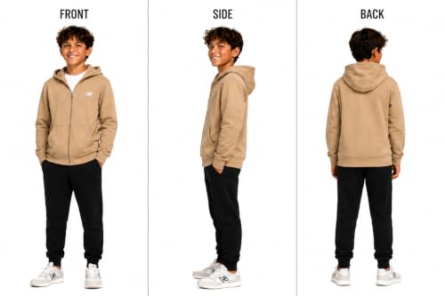 Image of New Balance Boys Zip Up Warm Fleece Hoodie Sweatshirt, Activewear 8-20 | Ribbed Cuffs & Kangaroo Pockets, Full Zip Front Closure, Durable Layer for School, Sports & Weekend Outings