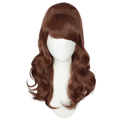 Image of Linfairy Retro Wig Big Bouffant Beehive Wigs for Women fits 50s 80s Costume (NutBrown)