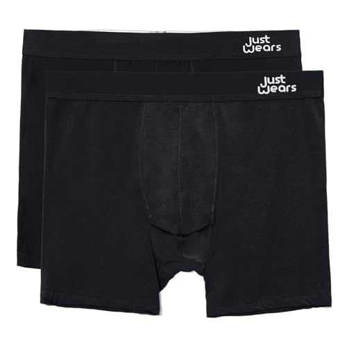 JustWears Boxer Briefs - Pack of 2 | Anti Chafing, No Ride Up, Organic Underwear for Men | For Everyday Wear or Sports