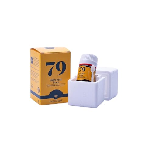 79 Setentaynueve - Jalea Real Fresca 100% Natural | Producto Puro y Sin Conservantes | Formato 20g con Caja Isotérmica y Cucharilla Dosificadora | Ideal para Consumo Diario | Mantén en Frigorífico