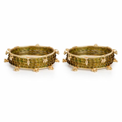 Image of Shining Diva Fashion 16 Pcs Trendy Stylish Glass & Kashmiri Ghungroo Bangles Set for Women & Girls | Traditional Festive Wedding Party Jewellery