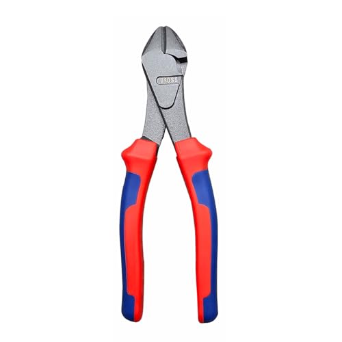 7 Inch Diagonal Pliers - High Leverage Side Cutting Pliers with Teflon Finish Chrome Vanadium Steel, Non-Slip Red & Blue Handles for Precision Wire Cutting