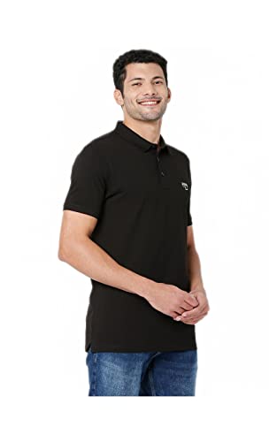 Image of Spykar Men's Slim Fit Polo Neck Half Sleeve Solid Casual T-Shirt