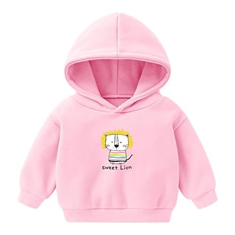 Toddler Boys Girls Winter Long Sleeve Hoodie Sweatshirt Outwear For Kids Clothes Cartoon SWEET Lions Prints Hoodie (Pink, 3-4 Years) Cover