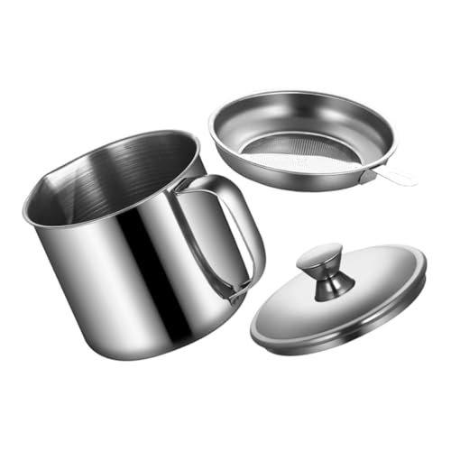 Sosoport Contenitore Per Olio Da Frittura Separatore Di Grasso in Acciaio Resistente Impugnatura Ergonomica Pulisce Efficacemente L'olio Dal Cibo Cotto