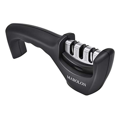 Knife Sharpener, MABOLON 3-Stage Kitchen Knife Sharpener, Helps Repair, Sharpening for All Dull