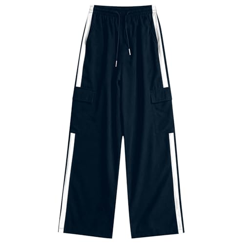 Kids Wide Leg Cargo Pants Stretchy Casual Elastic Waist Loose Color Block Sweatpants for Boys Girls 5-16 Years