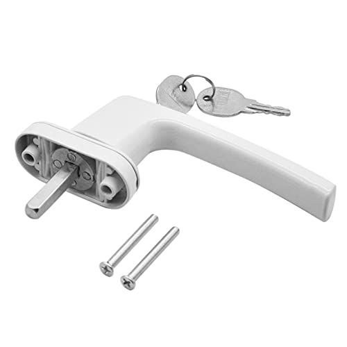 Hsthe Sea 2 x Aluminium Window Handles, Lockable Window Handle with Lock Pin Length 35 mm, Child Lock Window Lock, White - Image 3