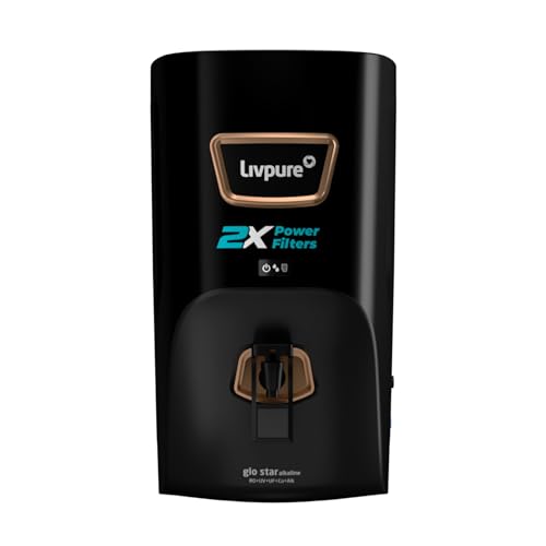 Image of Livpure Glo Star Alkaline Water Purifier | RO + UV+ UF+ Copper + Alk | 2X Power Filter | No Filter Cost for 2 years* | Save Upto 21,000 on Filters | 8 Stage Advance Purification | 7L Storage | Black