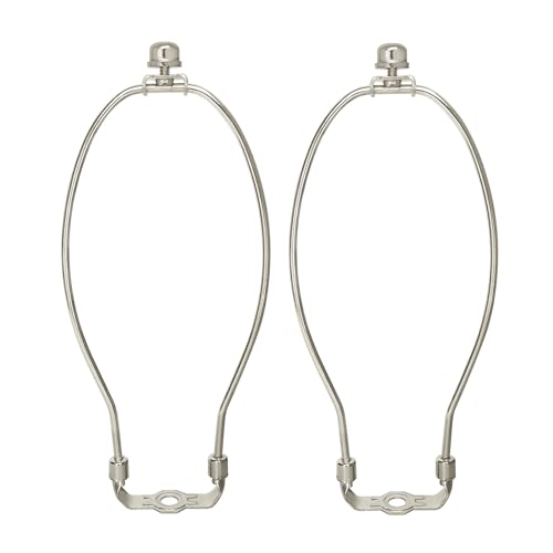 Image of GY & CK 9 Inch Lamp Shade Harp for Table and Floor Lamps, Heavy Duty Lamp Shade Bracket with Standard Harp Saddle and Lamp Finial, Detachable Lamp Shade Holder and Finial Set, Nickel, 2 Pack
