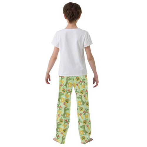 ZZXXB Dinosaur Alphabet Boys Long Pants Soft Trousers Elastic Waist Kids Lounge Bottoms with Pockets S-XL3