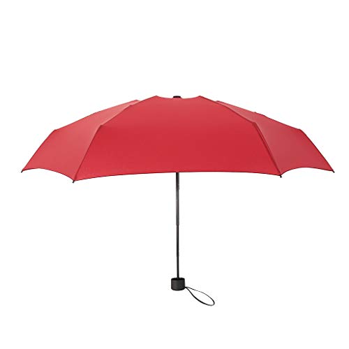 Preisvergleich Produktbild CRITY Regenschirm, Mini Taschenschirm Sonnencreme Sonnenschirm Faltbar Tragbar Sonniger Regenschirm Im Freien Reisen Regenschutz UV-Licht Schutz 50% Haushalt Regenmantel (Rot)