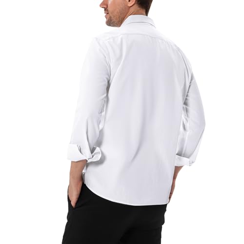SIR7 Men's Slim Fit Stretch Dress Shirt Solid Color Microelastic Long Sleeve Casual Soft Business Button Up Shirts2