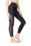 SES Damen Sporthose mit hohem Bund Sportleggings für Fitness Yoga Freizeit (Schwarz, L)