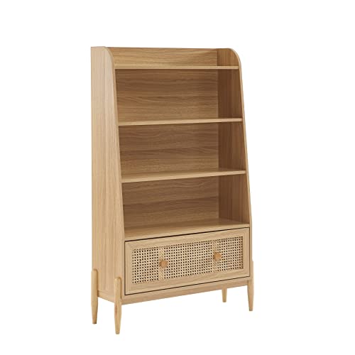 Biblioteca Pablo cannage de ratán y efecto madera 3 estantes