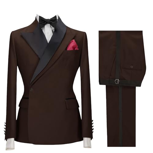 Men's 2 Pieces Suit Slim Fit Solid Peak Lapel One Button Jacket Formal Wedding Tuxedo Blazer & Pants