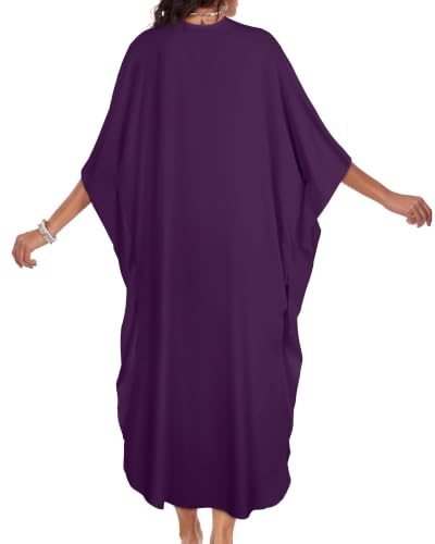 Image of Kaftan Dresses for Women V Neck Caftans Batwing Sleeve Beach Cover Ups | JILUVIN Plus Size Long Floral Print Dress, Loose Fit Maxi Casual Moomoo, Lounge House Mumu Nightgown Summer Vocation 2026
