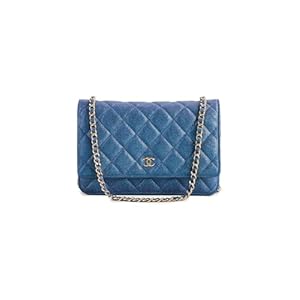 WHAT GOES AROUND COMES AROUND Women’s Pre-Loved Chanel Blue Caviar Iridescent Classic Quilted Wallet