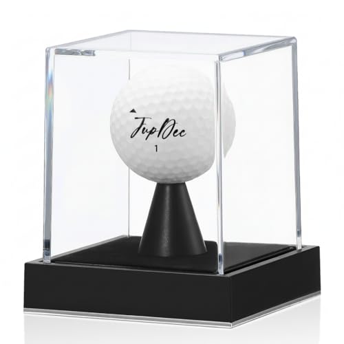 Image of JupDec Golf Ball Display Case, Clear Acrylic Single Golf Holder with Durable Base, Dustproof Cube Showcase with Black Velvet Interior, Ideal Gift for Sports Memorabilia Fans & Collectors