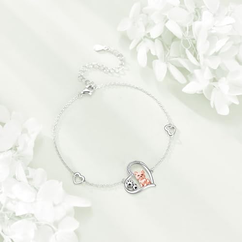 Animal Bracelet S925 Sterling Silver Heart Animal Jewelry Gift For Women Dog Lover3