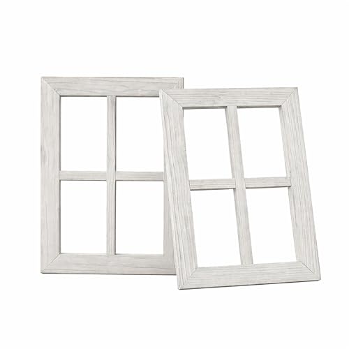 Relaxdays Cadre fenêtre décoratif en Bois Vintage, Lot de 2, 40 x 28 cm, Style Campagne, Blanc