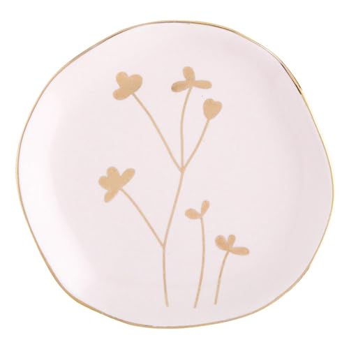 Santa Barbara Design Studio Tea Bag Holder White Ceramic Gold Foil Tea Rest, 3.5' Diameter, Gold Foil Floral