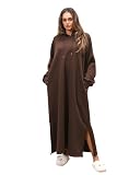 MUMO MUMO MODESTY Winter Hoodie Abaya Dress with Pockets Fleece Lined Wrinkle Resistant Modest Wear for Women (Coffee, XL)