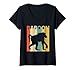 Femme Animal Babouin mignon T-Shirt avec Col en V