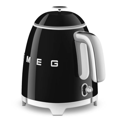 Image of SMEG Mini 50's Retro Style 3 Cup Electric Kettle with Double Wall Anti Slip Base and Water Level Indicator (Black)