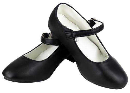 Genérico Zapatos Flamenco para Niña Calzado de Baile Sevillana con Tacon con Cuña Cómodos y para Adolescentes (Negro, Sistema Tallas Calzado EU, Niño (2-5 años), Mujer, Números, Mediano, 26)