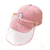 [iplusmile] 防飛沫キッズベースボールキャップ ピンク ヶ月用 耐久性あり 透明 付き 用日よけ帽子 アウトドア保護用