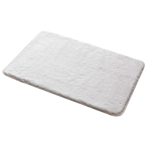 Gedy | Tappeto Bagno Fuzzy Bianco, Morbido Tappeto Doccia Antiscivolo in Poliestere, 40x60cm