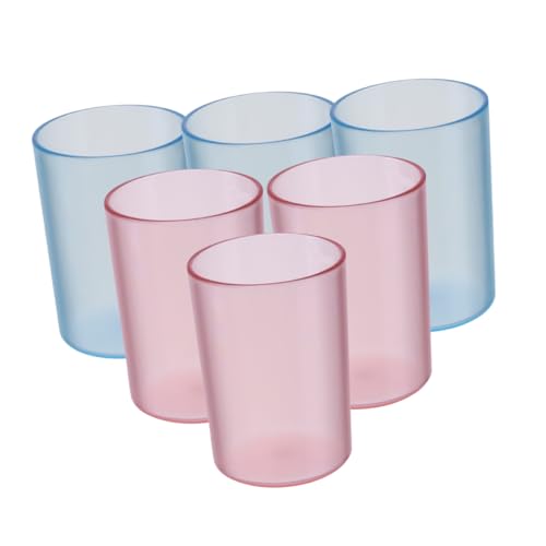 RORPOIR 6pcs Reusable Mouthwash Cups Transparent Multi-Functional Bathroom Drinking Cups Lightweight Portable Toothbrush Holder Elegant for Family Use