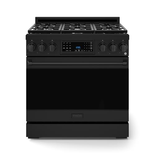 Image of Gordon Ramsay by THOR Kitchen 36 Inch Professional Gas Range with Tilt Panel Touch Control in Black