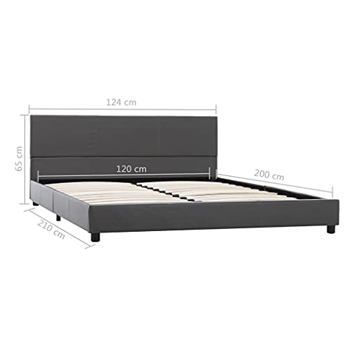 vidaXL Polsterbett mit Rückenlehne Bett Kunstlederbett Doppelbett Bettgestell Lattenrost Bettrahmen Schlafzimmerbett Grau 120x200cm