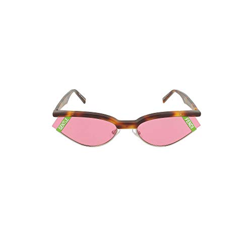 Fendi GENTLE Fendi No. 1 FF 0369 086 Havana Plastic Cat Eye Sunglasses Pink Lens