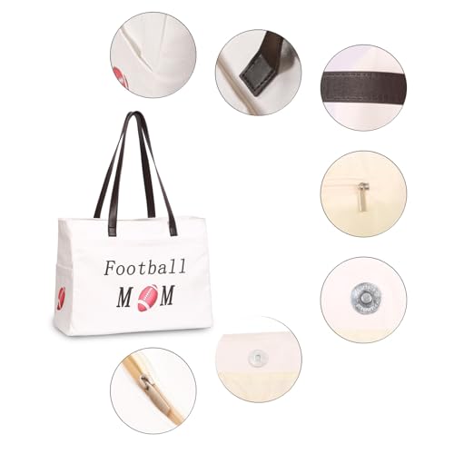 Bolso Tote de lona para mamá futbolera blanco grande miniatura 4