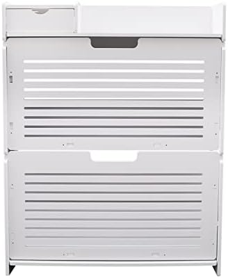 Goudergo 2 Layer Tipping Bucket Shoe Rack,White Shoe Storage Cabinet,Narrow Shoe Cabinet for Entrances & Hallways & Living Room & Study & Bedroom & Corridor,Etc