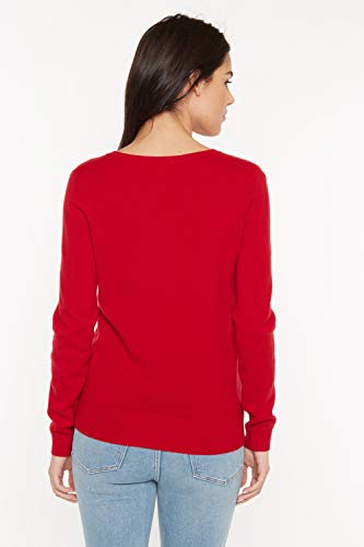 Image of JENNIE LIU Women's 100% Pure Cashmere Long Sleeve Pullover V Neck Sweater
