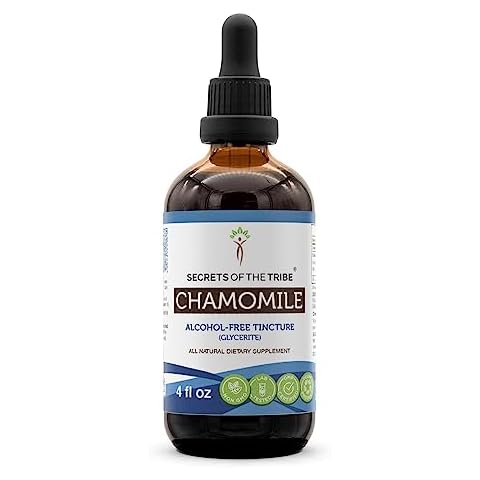 Secrets of the Tribe Chamomile Tincture Alcohol-Free Extract, Chamomile Matricaria Recutita Healthy Digestion/Soothing and Calming Properties 4 OZ Cover