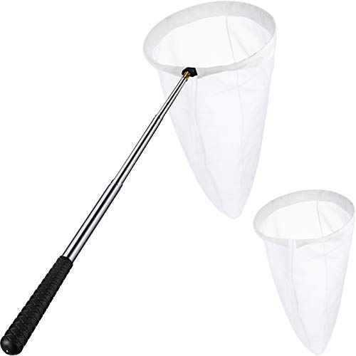Sumind Butterfly Net Telescopic Butterfly Catching Net Extendable Fishing Net with 12 Inch Ring, 24 Inch Net Depth, Handle Extends to 59 Inches and A Refill Net