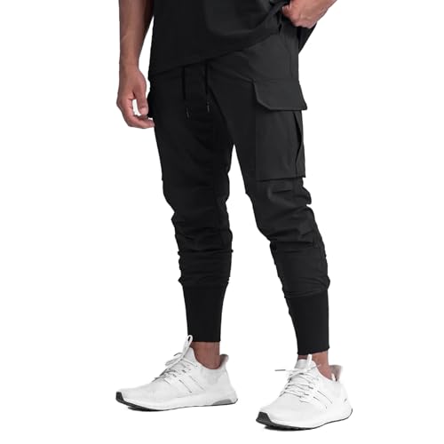 GINTPK Men Cargo Jogger Lightweight Tapered Hiking Pants Sport Running Quick Dry Sweatpants for Training