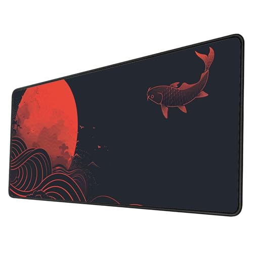 Gaming Tapis de Souris XXL 1000x500x3mm Tapis Souris Bleu Rouge Tapis de Souris Gaming Accessoire avec Base en Caoutchouc Antidérapant Surface, Imperméable Tapis Bureau, Decoration Chambre Home